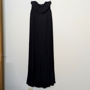 TFNC Black Pleated Bare Shoulder Wide-Leg Jumpsuit